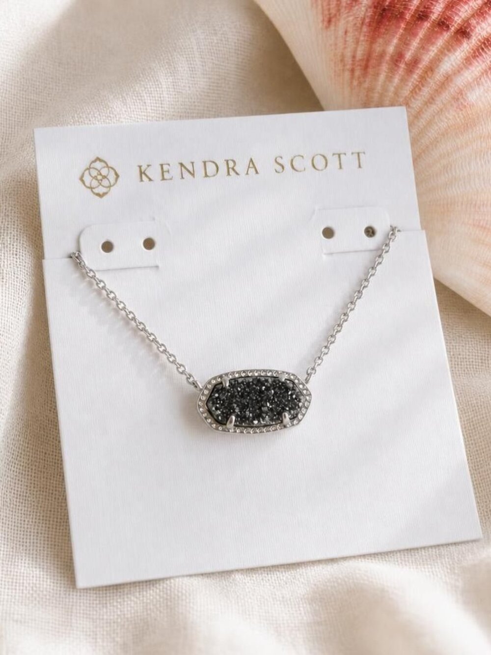 Kendra Scott Elisa Silver Platinum Drusy Pendant Necklace